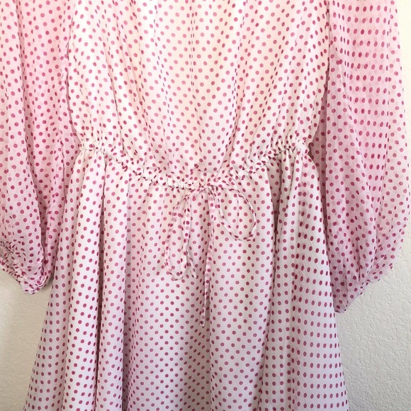 Lovers + Friends Small World Traveler Dress Pink Polka Dot Off Shoulder … - Picture 6 of 10